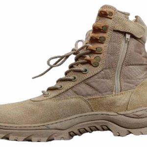 Botas Militares Tácticas Arena 100% Cuero Caña Alta